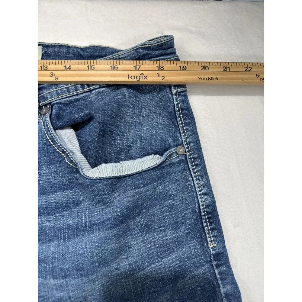 TK Axel Jeans Mens 36x30 Blue Denim Slim Bootcut Medium Wash Embroidered Pockets